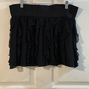 Express Black Ruffled Mini Skirt